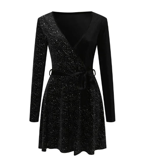 Ladies Chic Dress With Sequin Trim Polyester