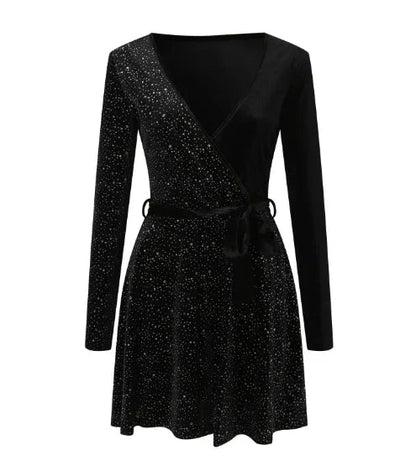 Ladies Chic Dress With Sequin Trim Polyester