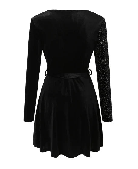 Ladies Chic Dress With Sequin Trim Polyester