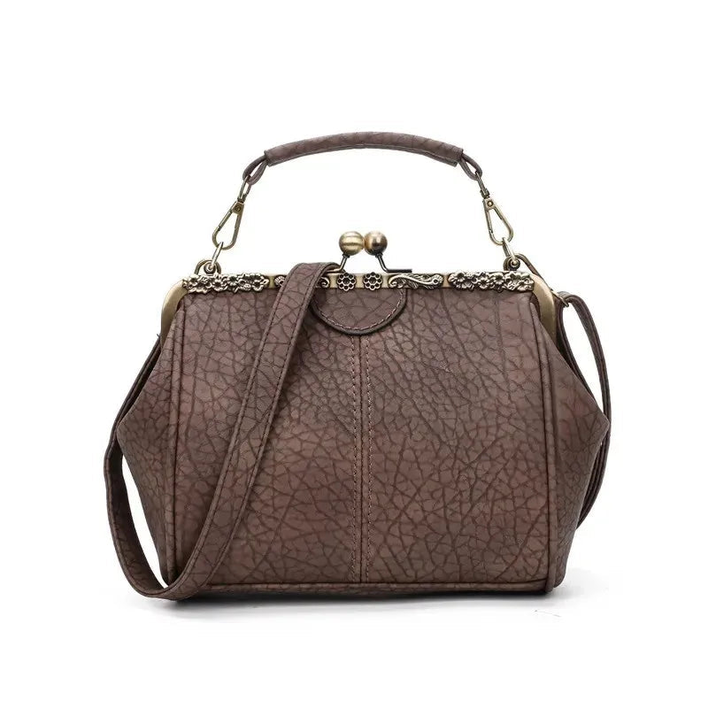 Ladies Clip Handbag Elegant Style Faux Leather