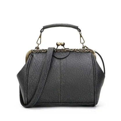 Ladies Clip Handbag Elegant Style Faux Leather