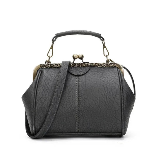 Ladies Clip Handbag Elegant Style Faux Leather
