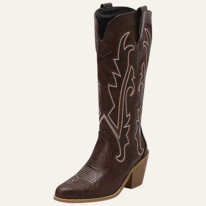 Ladies Cowboy Boots Imitation Leather Modern Western Style with Rubber Sole