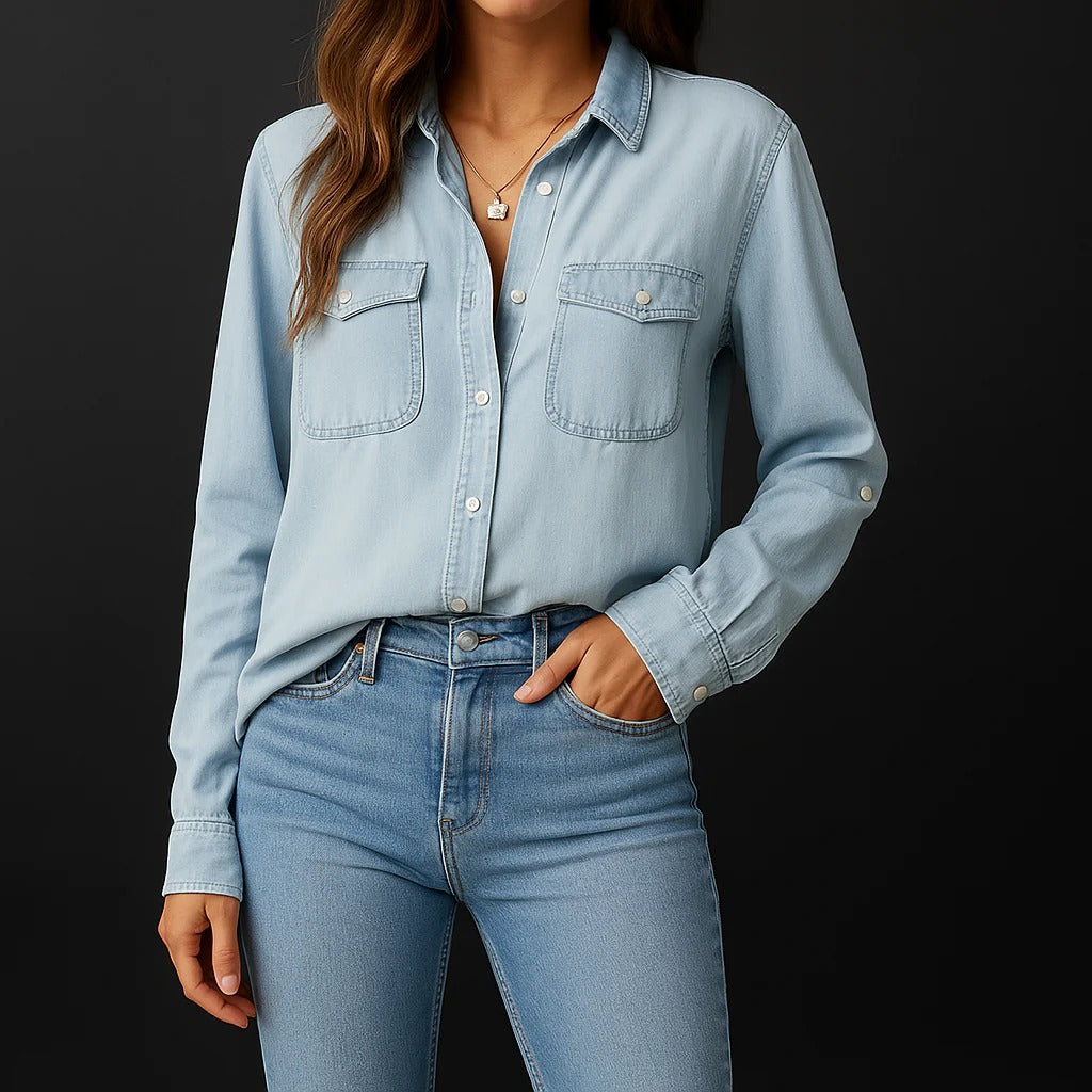 Ladies Denim Shirt With Buttons