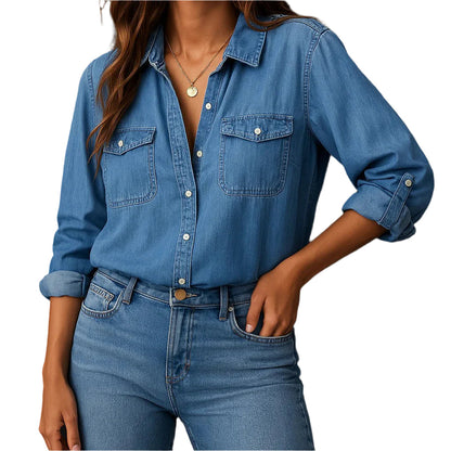 Ladies Denim Shirt With Buttons