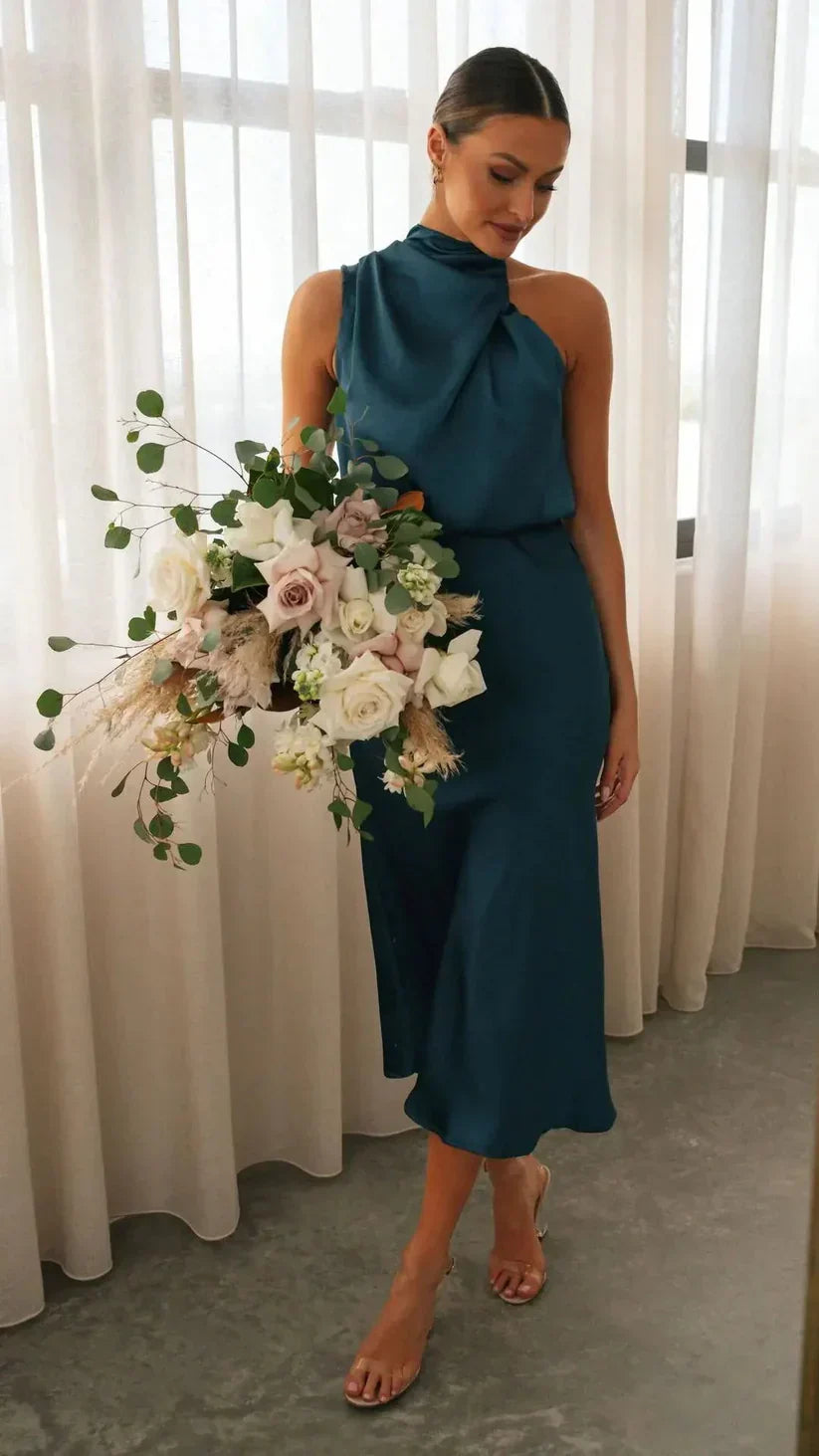 Ladies Dress Asymmetric Shoulder Cocktail Dress
