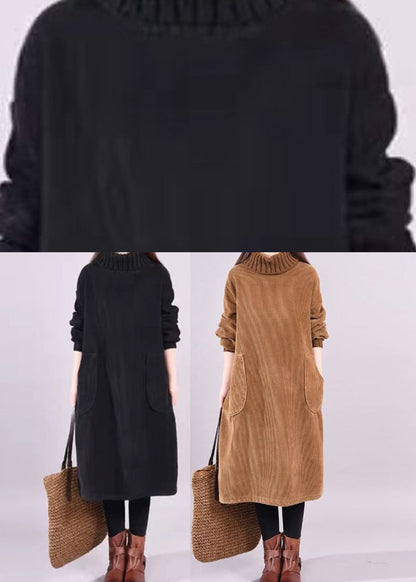 Ladies' Dress Corduroy with Turtle Neck and Long Sleeves