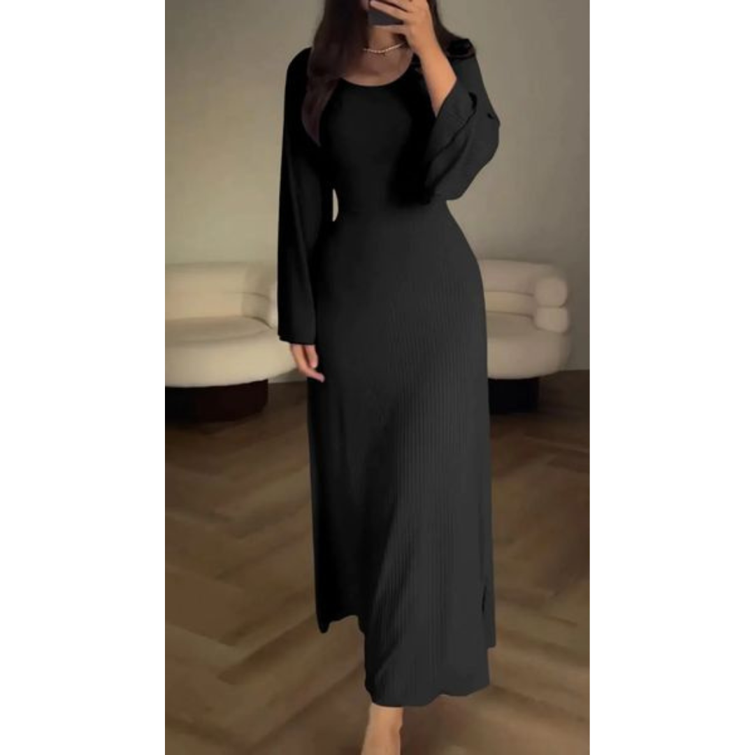 Ladies Dress Flowing Fit Long Sleeves Soft Breathable Fabric Dress