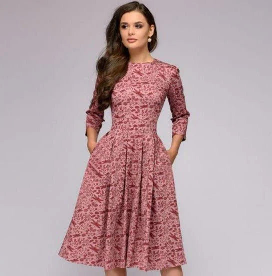 Ladies Dress Medium Length Elegant Style High Quality Fabric