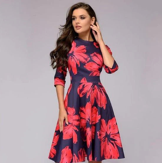 Ladies Dress Medium Length Elegant Style High Quality Fabric