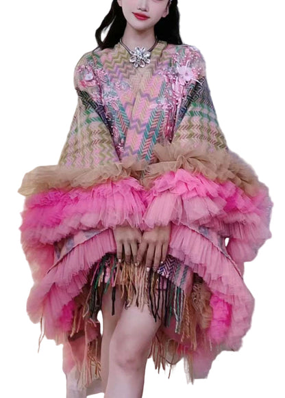 Ladies Dress Mid-Cape With Long Sleeves And Print