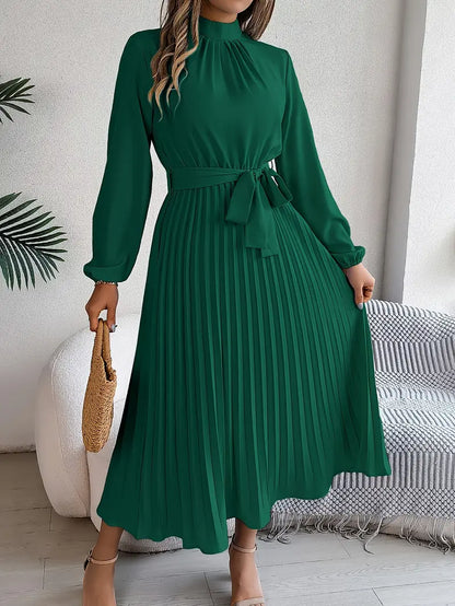 Ladies Dress Monochrome With Stand-up Collar Timeless Comfortable Dresses