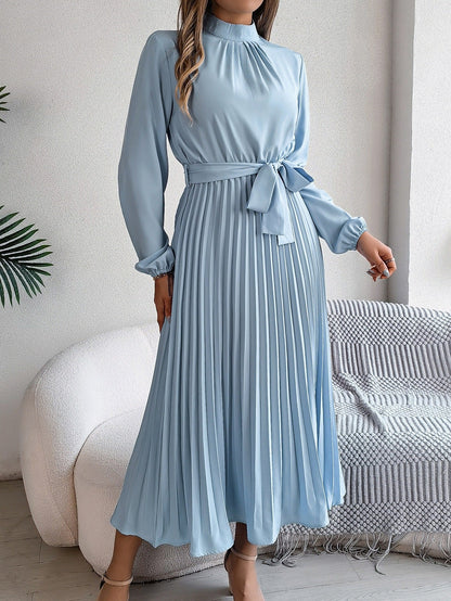 Ladies Dress Monochrome With Stand-up Collar Timeless Comfortable Dresses