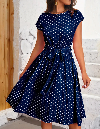 Ladies Dress Polka Dot Retro Flowing Fabric for Spring and Summer