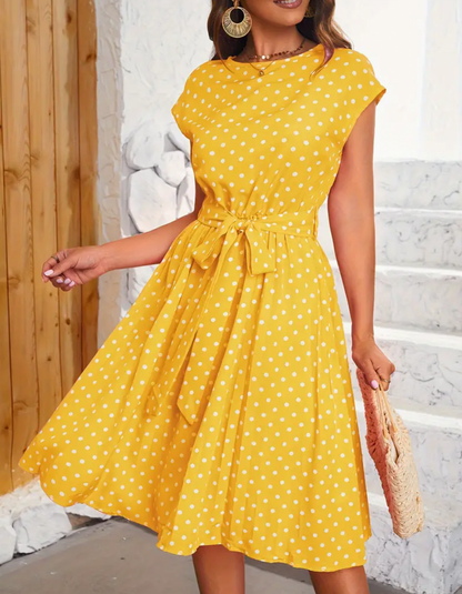 Ladies Dress Polka Dot Retro Flowing Fabric for Spring and Summer