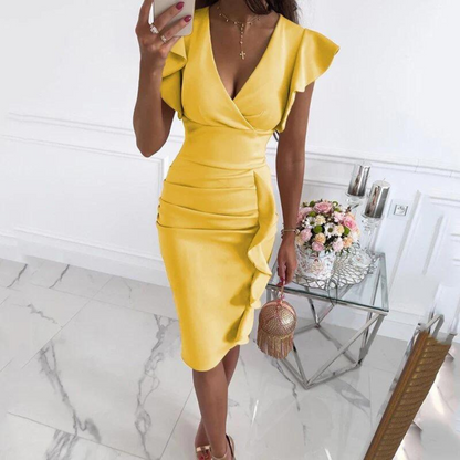 Ladies' Dress V-Neck Ruffled Sleeves