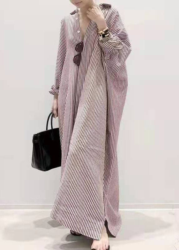 Ladies Dress with Peter Pan Collar and Striped Design