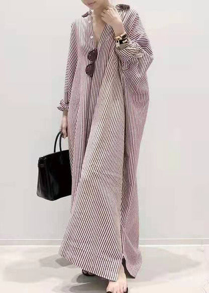 Ladies Dress with Peter Pan Collar and Striped Design