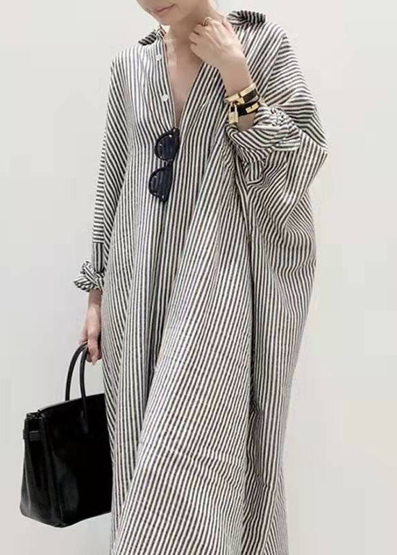 Ladies Dress with Peter Pan Collar and Striped Design