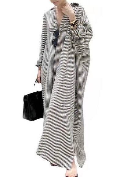 Ladies Dress with Peter Pan Collar and Striped Design