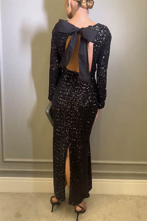 Ladies Evening Dress Open Back Paillettes for Wedding and Evening Wear