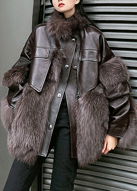 Ladies Faux Leather Jacket Patchwork Style