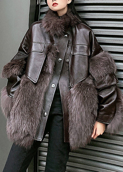Ladies Faux Leather Jacket Patchwork Style