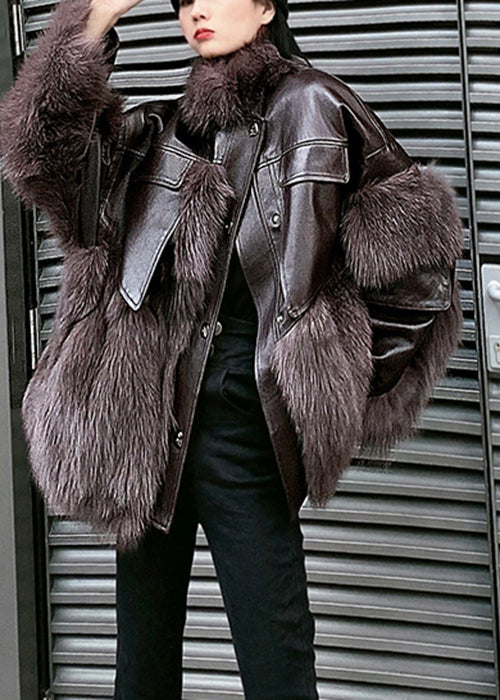 Ladies Faux Leather Jacket Patchwork Style