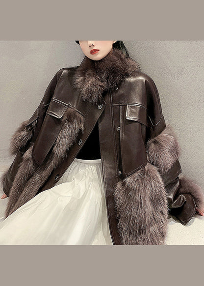 Ladies Faux Leather Jacket Patchwork Style