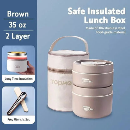 Ladies Insulated Breadbox Thermo Lunchbox Stainless Steel Layers