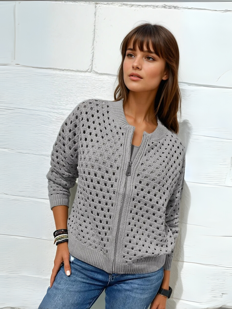Ladies' Jacket With Perforations and Zipper