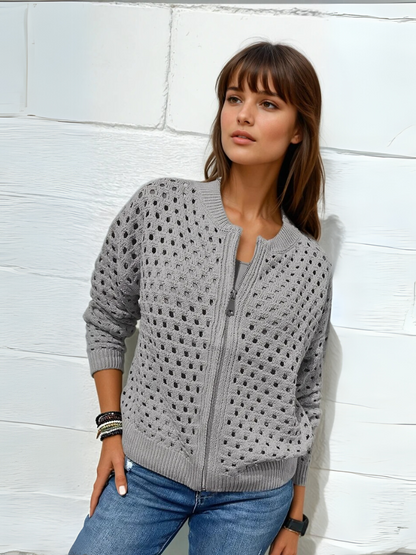 Ladies' Jacket With Perforations and Zipper