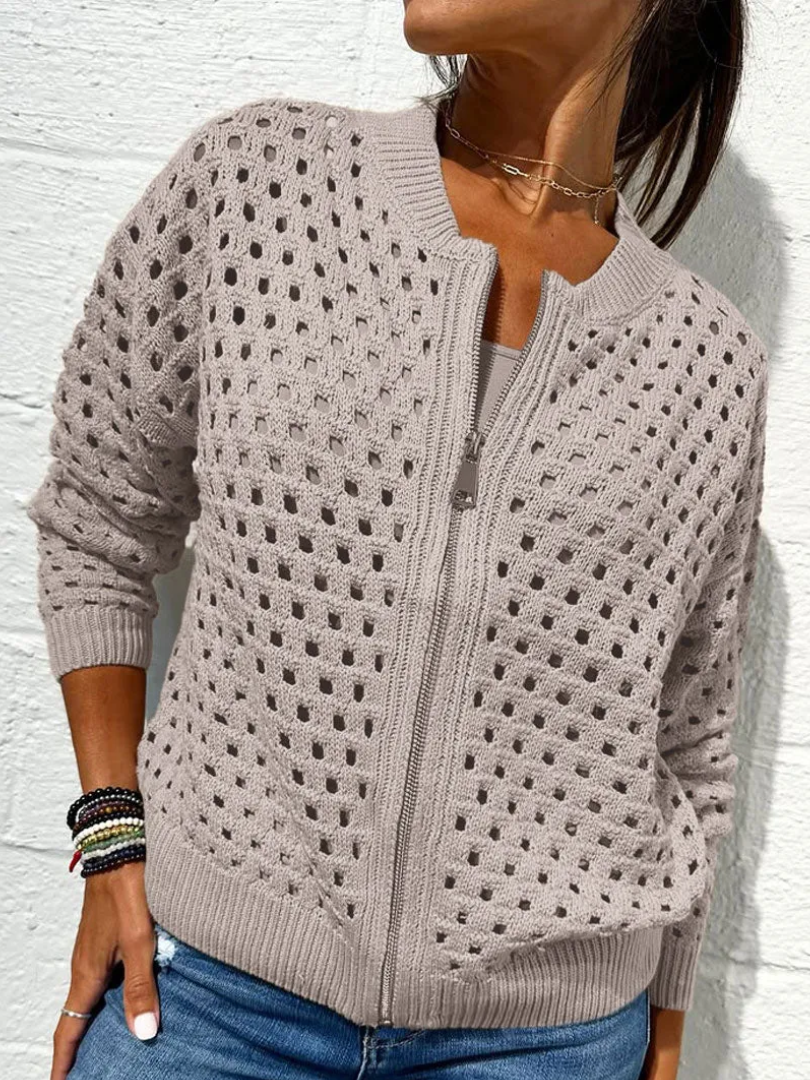 Ladies' Jacket With Perforations and Zipper