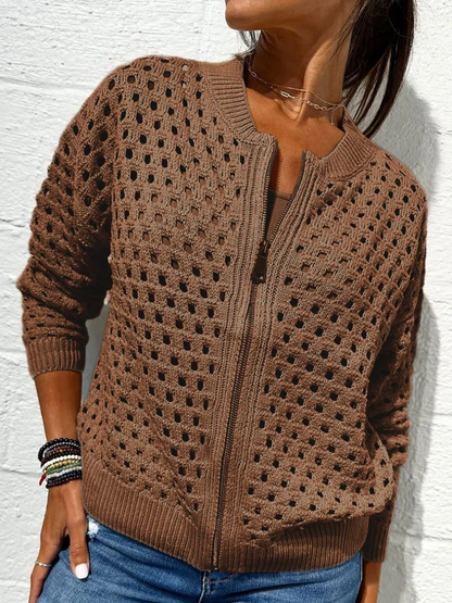 Ladies' Jacket With Perforations and Zipper