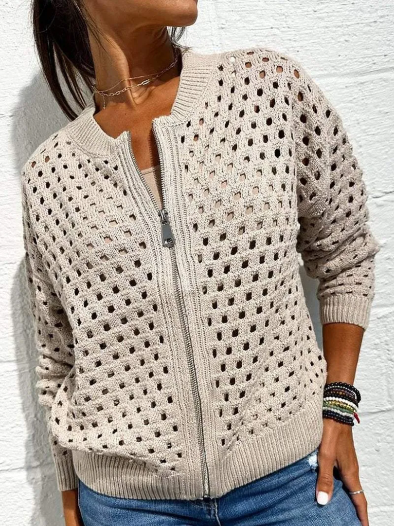 Ladies' Jacket With Perforations and Zipper