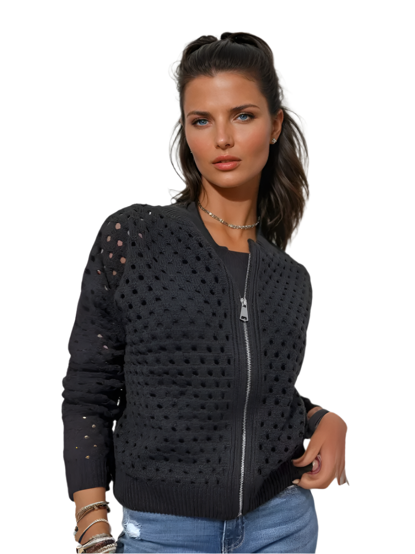 Ladies' Jacket With Perforations and Zipper
