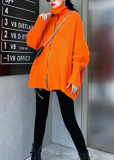 Ladies' Knitted Blouse with High Neck and Zipper