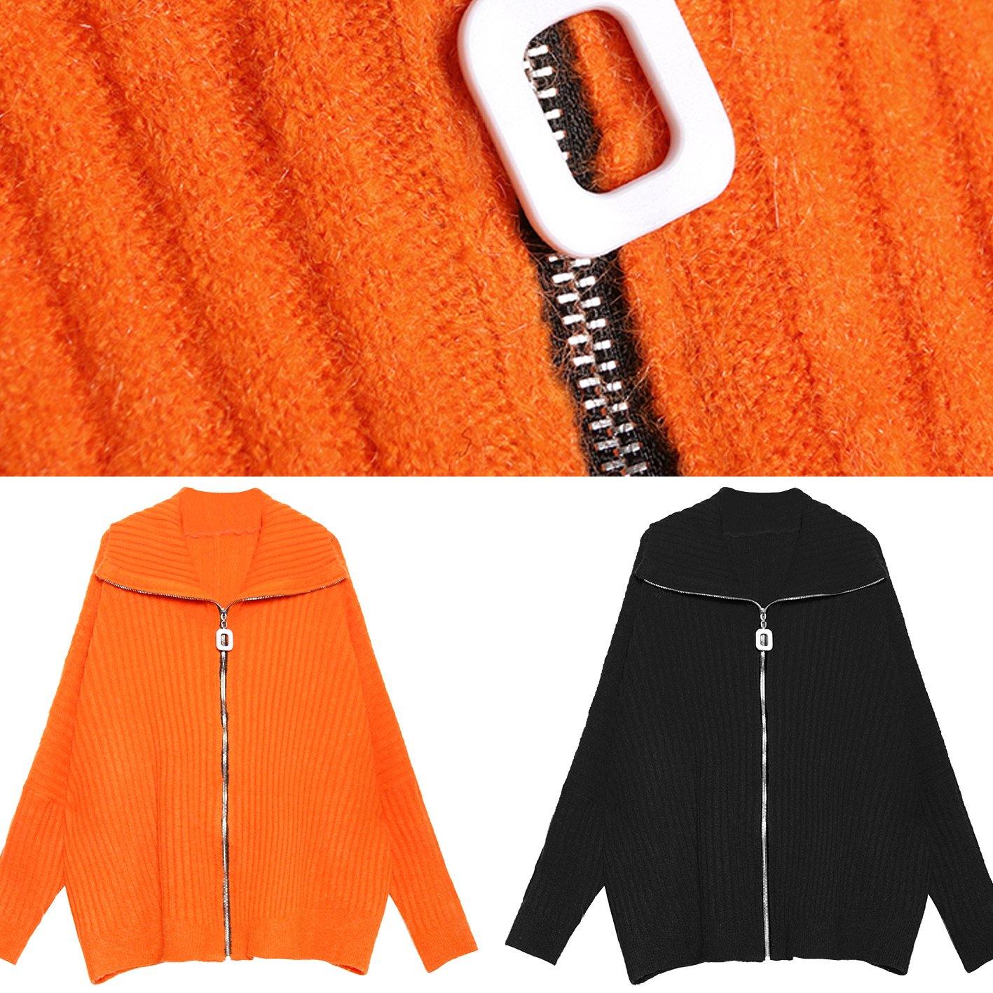 Ladies' Knitted Blouse with High Neck and Zipper