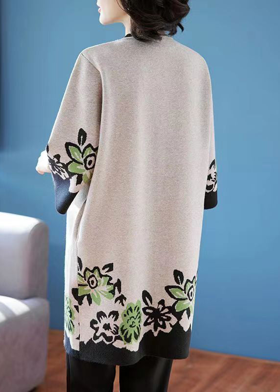 Ladies Knitted Cardigan with O-neck and Patchwork