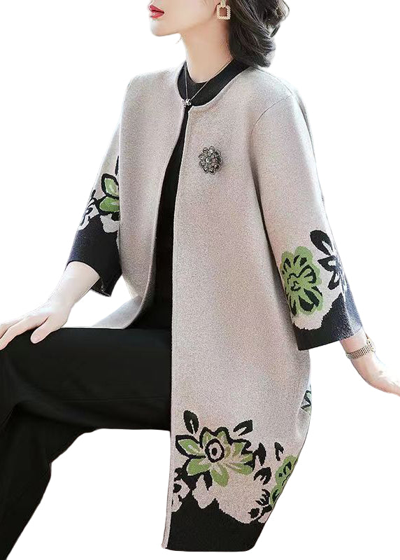 Ladies Knitted Cardigan with O-neck and Patchwork