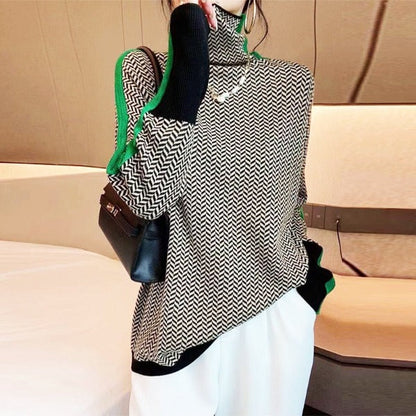 Ladies' Knitted Sweater Striped Casual