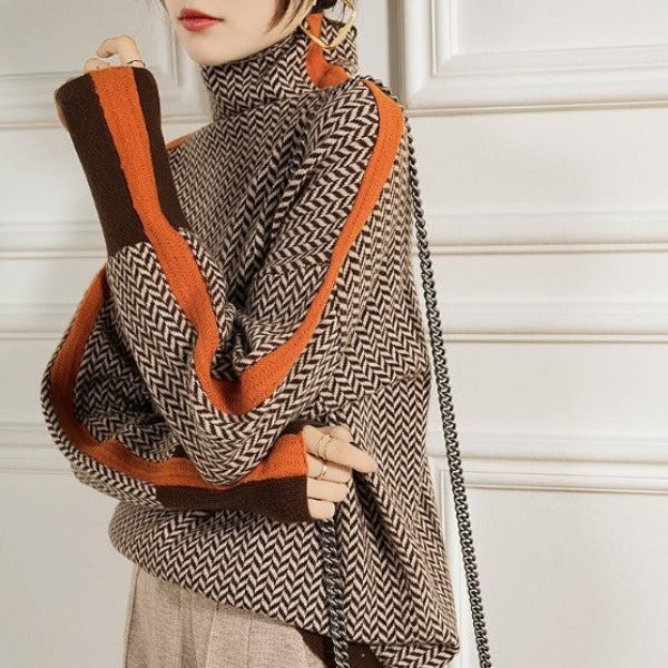 Ladies' Knitted Sweater Striped Casual