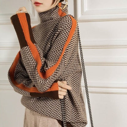 Ladies' Knitted Sweater Striped Casual