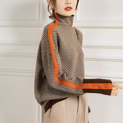 Ladies' Knitted Sweater Striped Casual