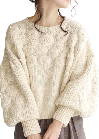 Ladies' Knitted Sweater with Embroidery