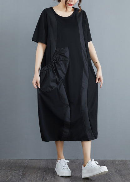 Ladies Long Dress With Short Sleeves And O-Neck