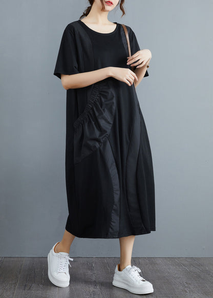 Ladies Long Dress With Short Sleeves And O-Neck
