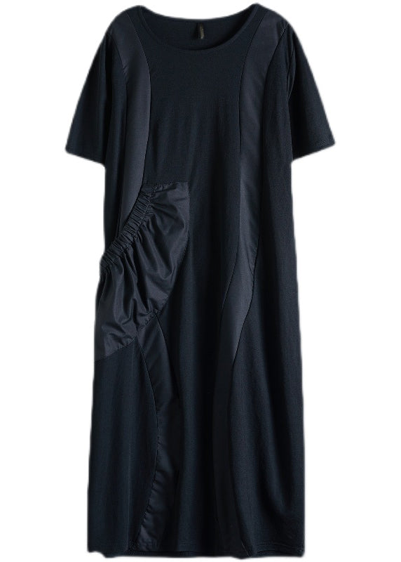 Ladies Long Dress With Short Sleeves And O-Neck