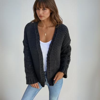 Ladies' Long-sleeved Cardigan Chunky Knit