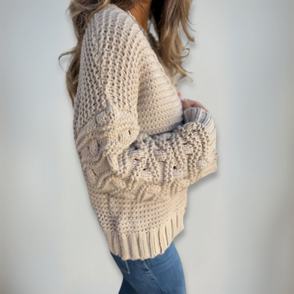 Ladies' Long-sleeved Cardigan Chunky Knit